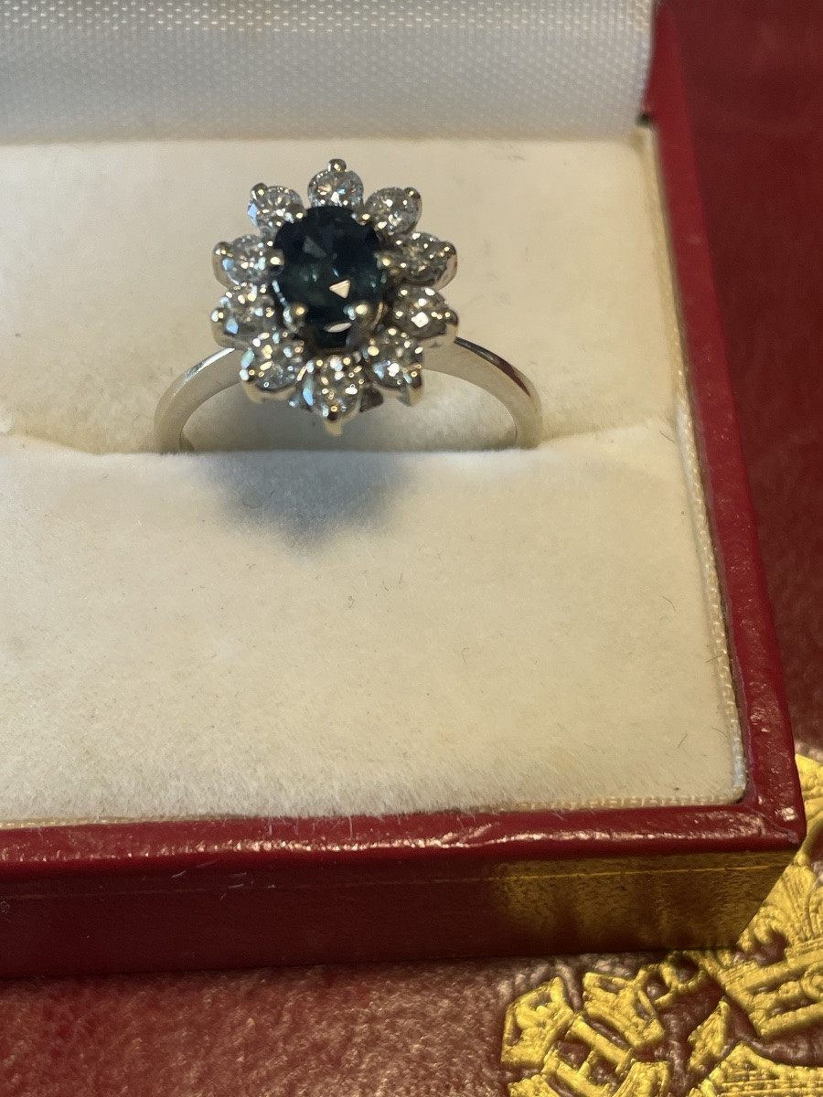 Bague or blanc saphir et brillants -photo-2