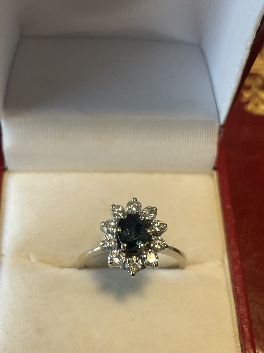 Bague or blanc saphir et brillants -photo-3
