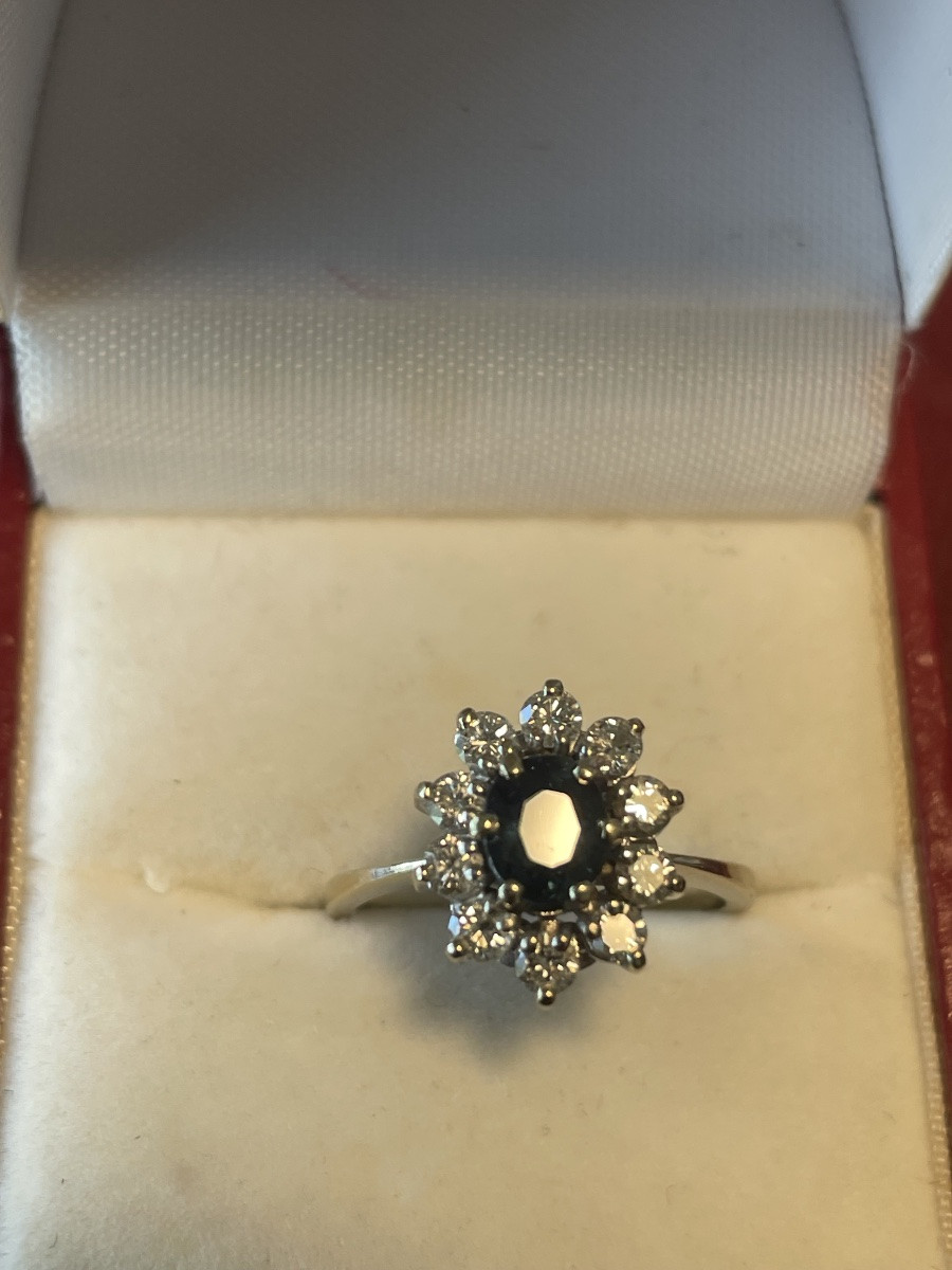 Bague or blanc saphir et brillants -photo-4