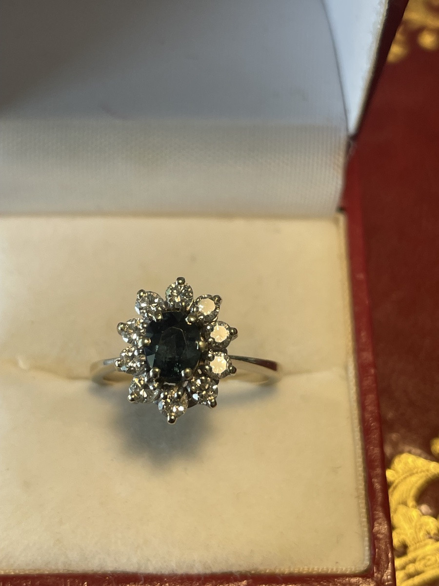 Bague or blanc saphir et brillants -photo-5