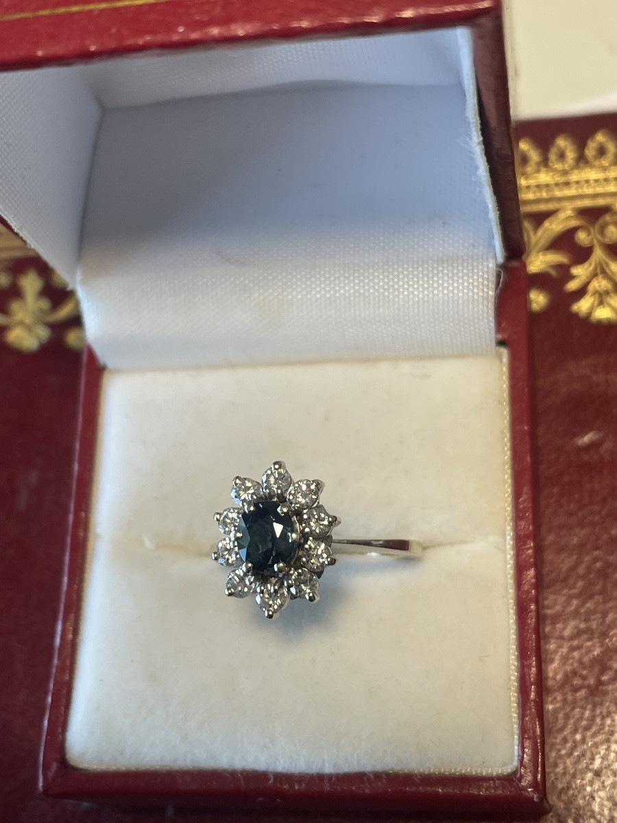 Bague or blanc saphir et brillants -photo-7