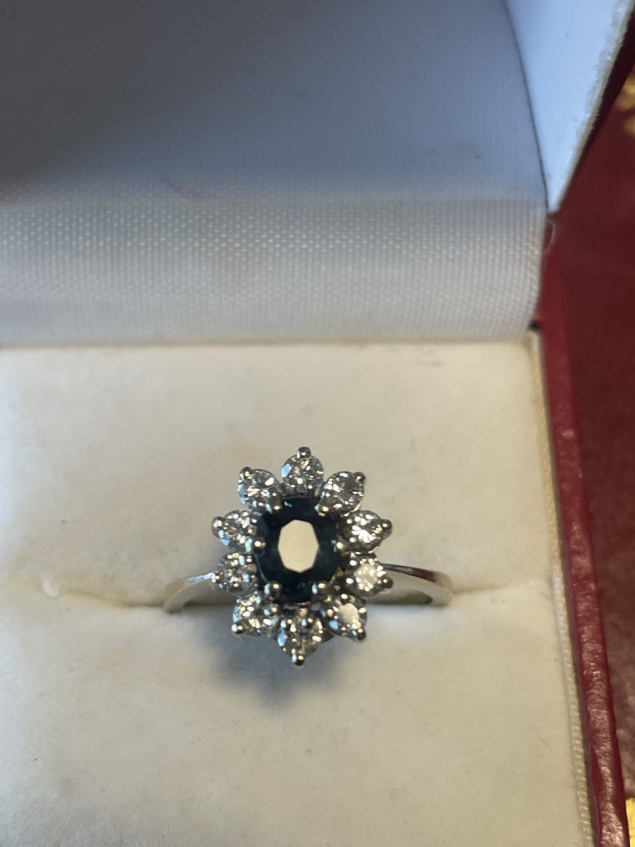 Bague or blanc saphir et brillants -photo-8