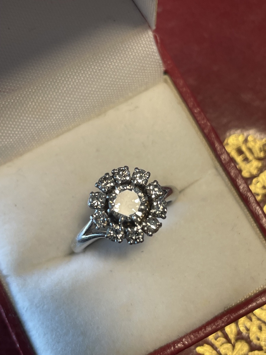Bague ancienne or blanc et diamants -photo-2