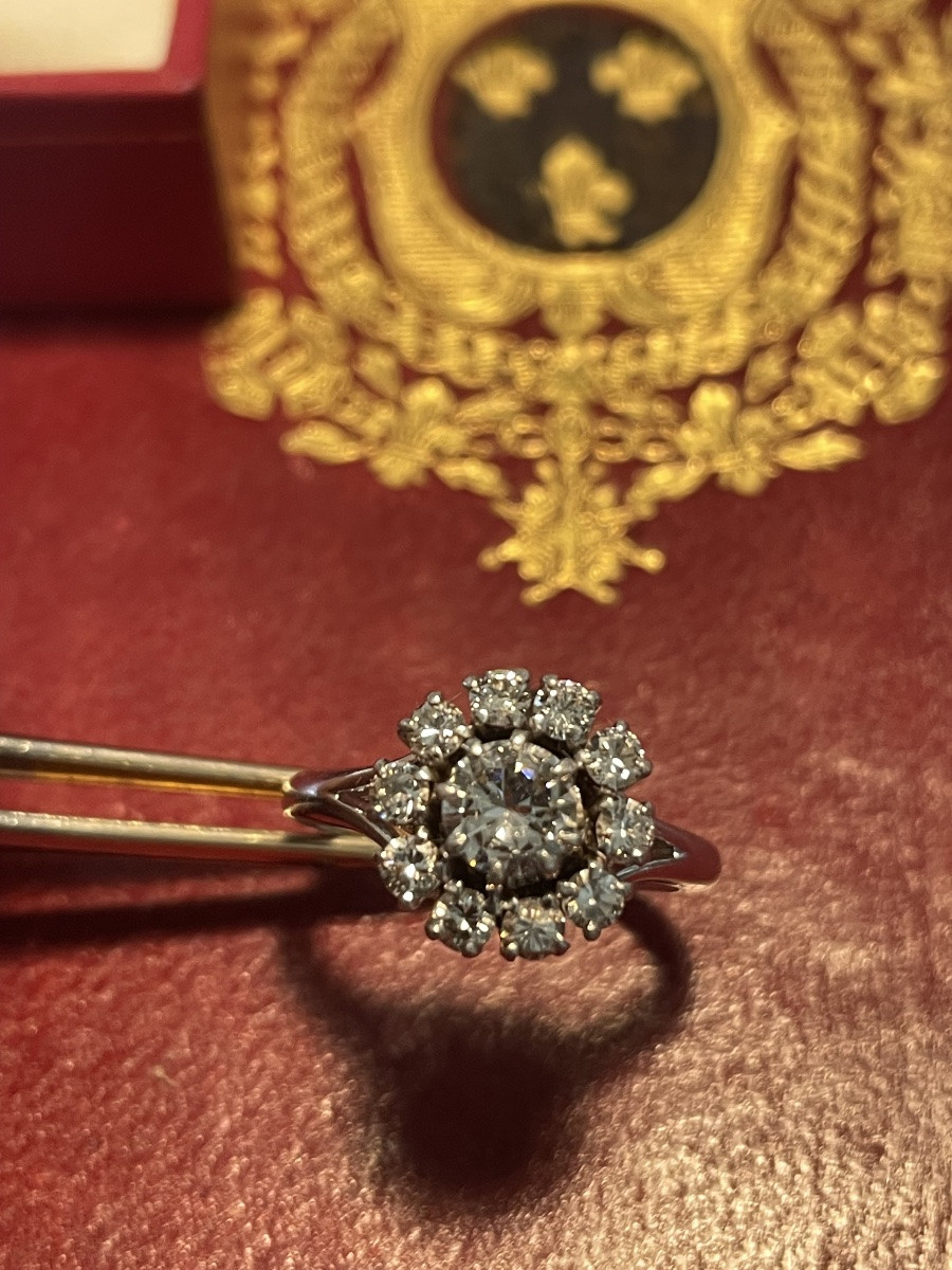 Bague ancienne or blanc et diamants -photo-1