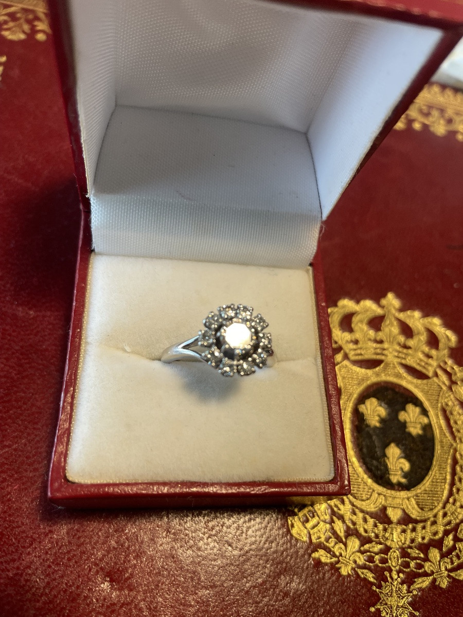 Bague ancienne or blanc et diamants -photo-2