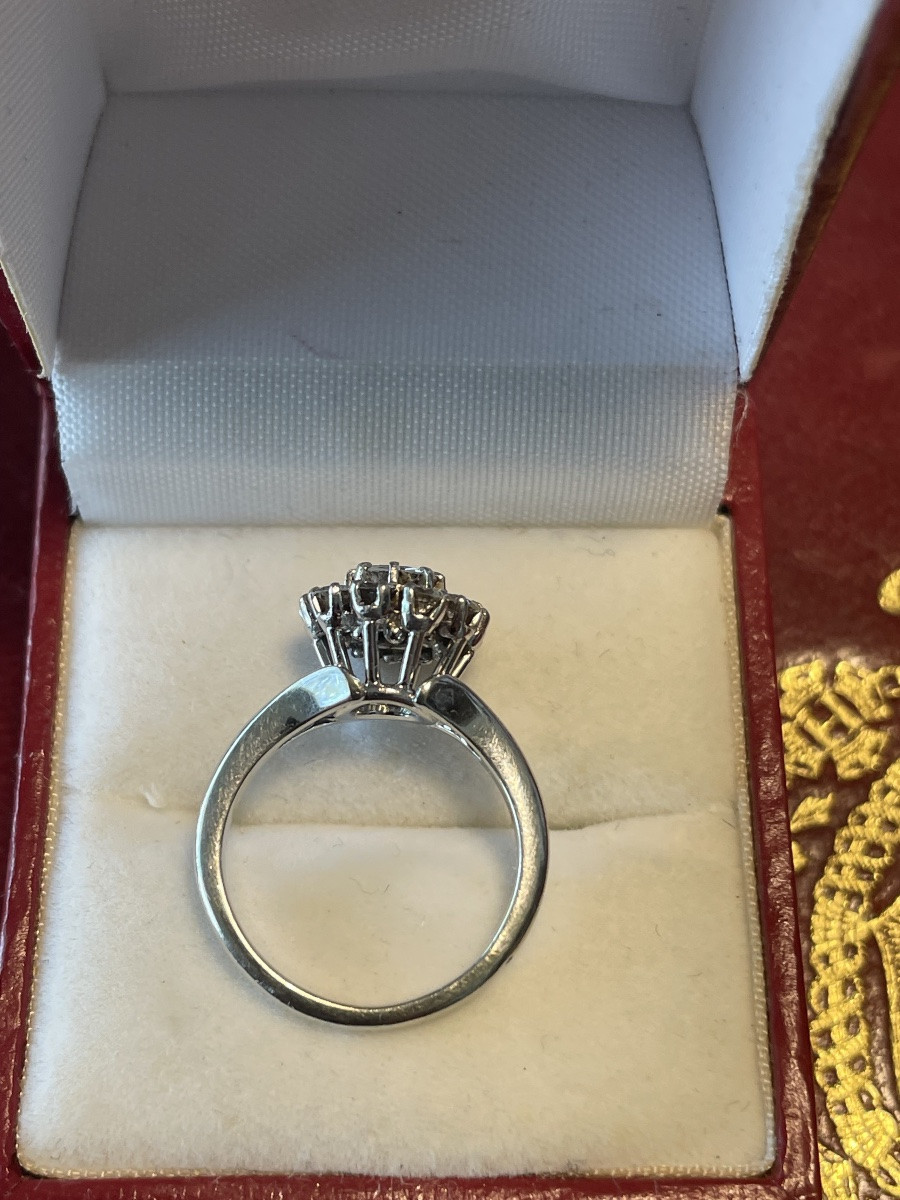 Bague ancienne or blanc et diamants -photo-3
