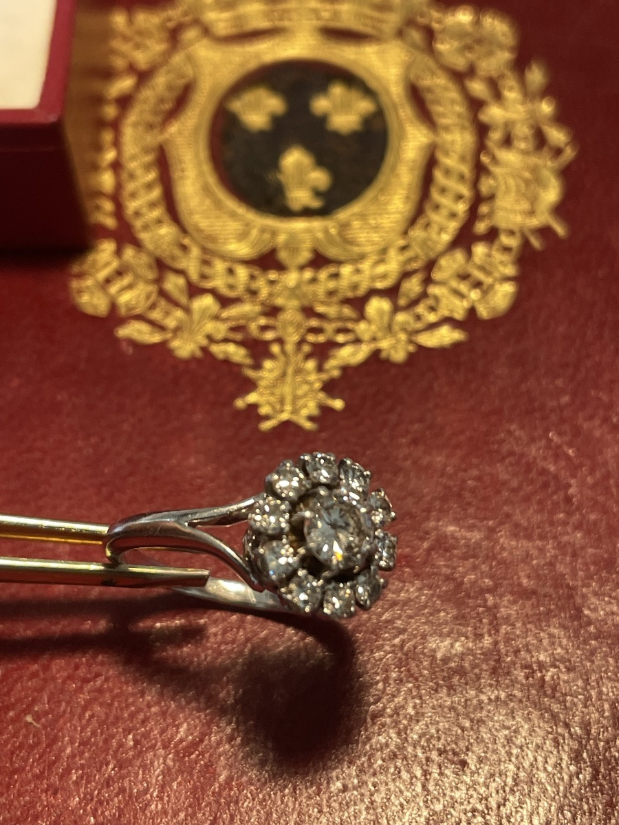 Bague ancienne or blanc et diamants -photo-4