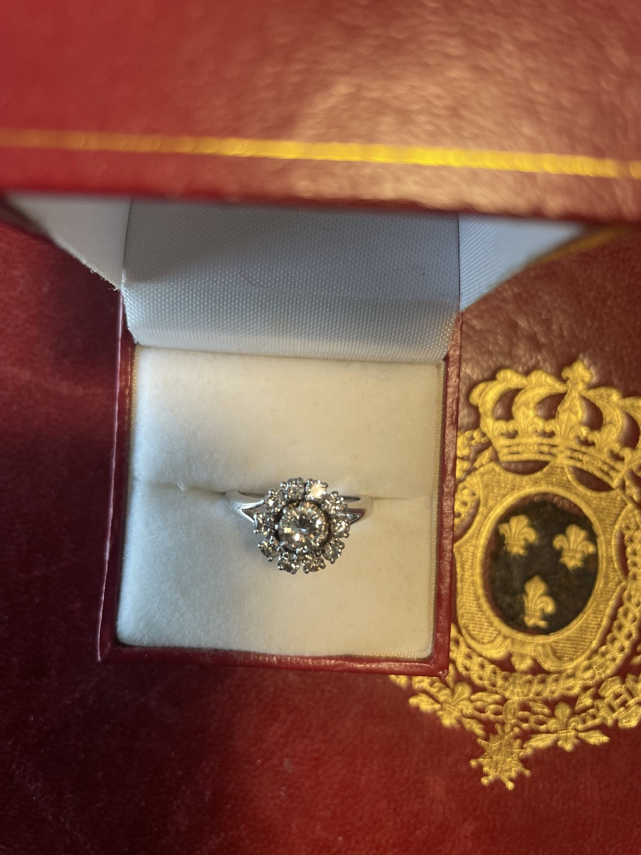 Bague ancienne or blanc et diamants -photo-5