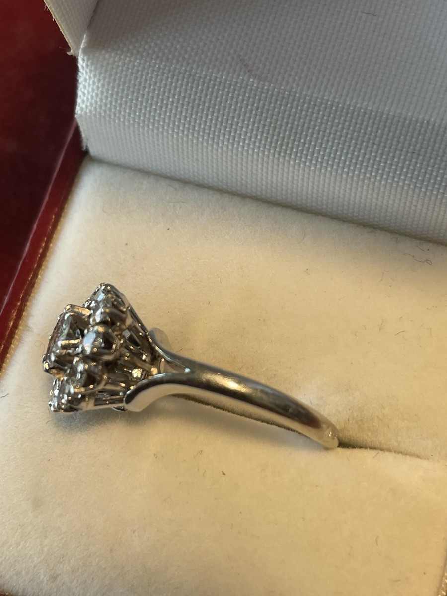 Bague ancienne or blanc et diamants -photo-6