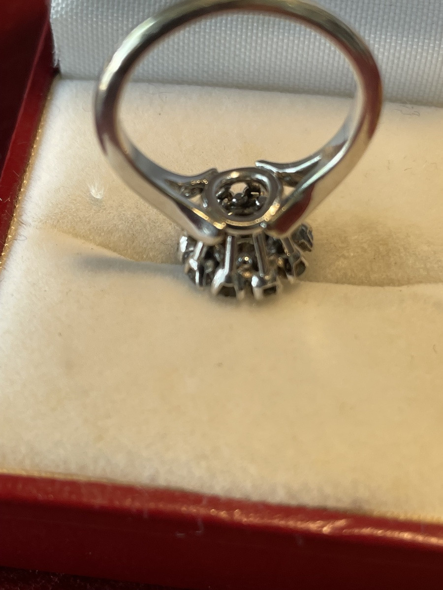 Bague ancienne or blanc et diamants -photo-7