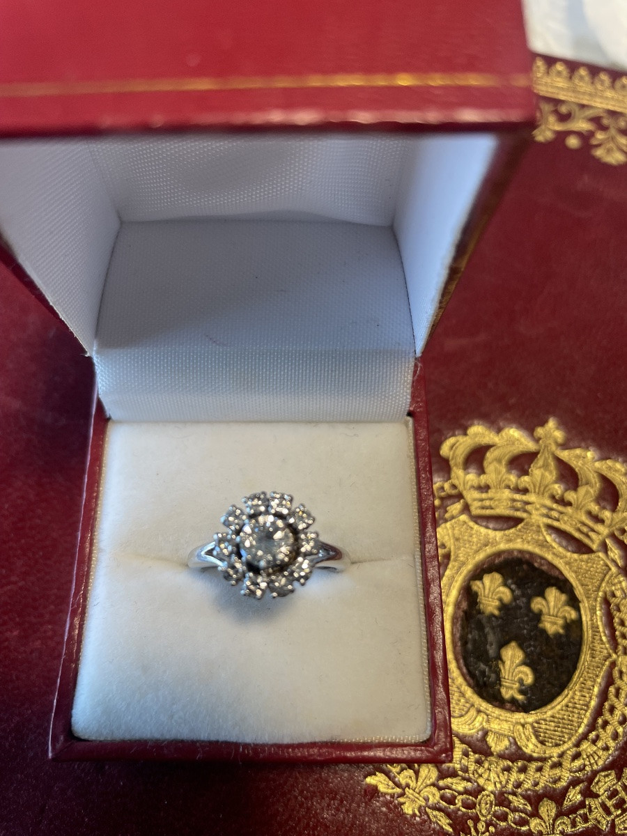 Bague ancienne or blanc et diamants -photo-8