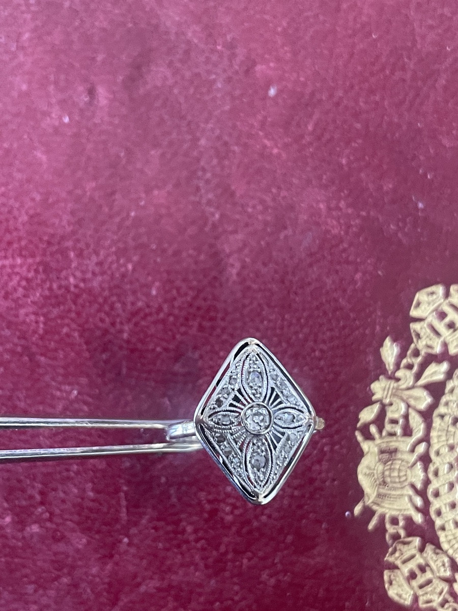 Bague  ancienne or blanc et diamants -photo-4