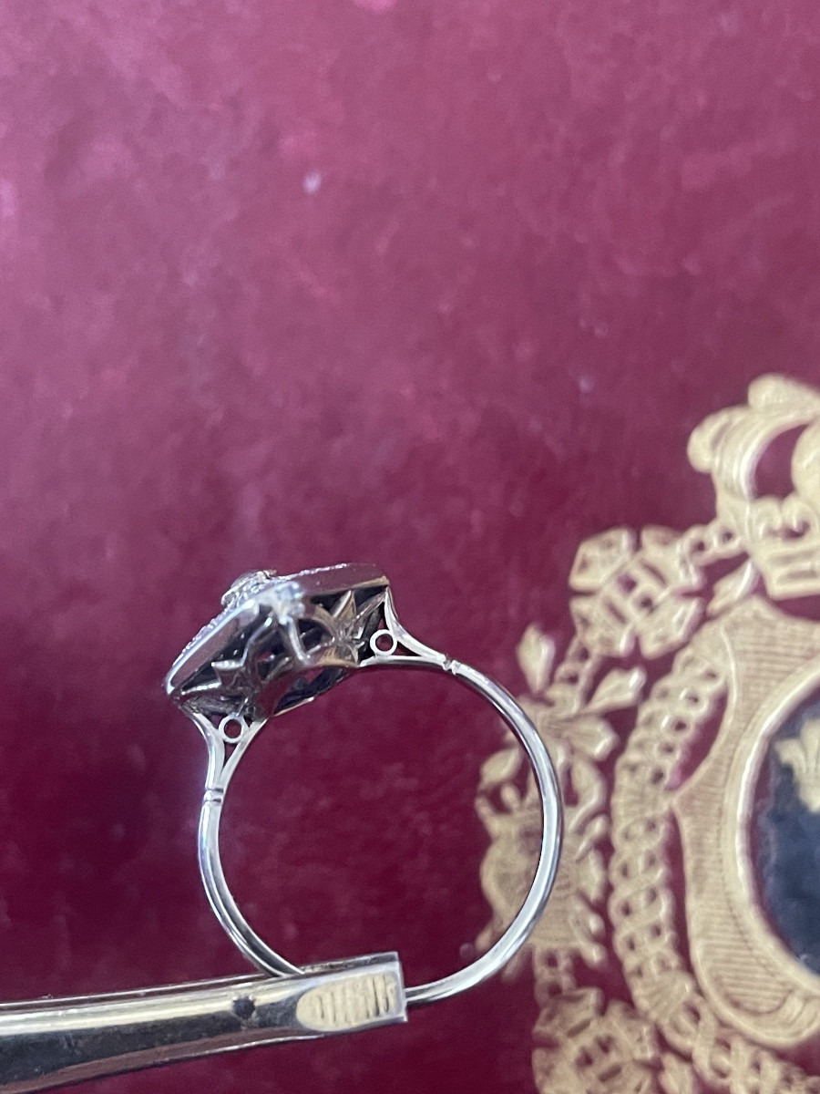 Bague  ancienne or blanc et diamants -photo-1