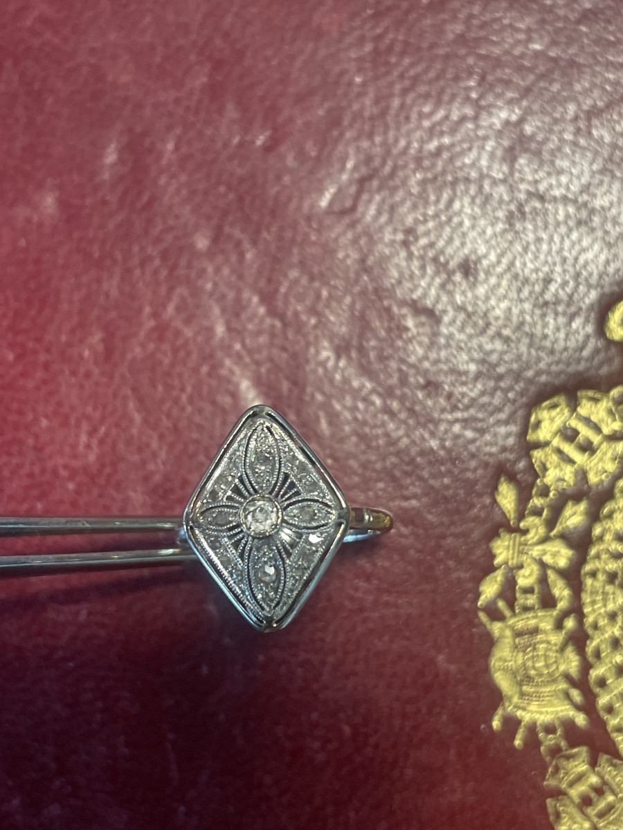Bague  ancienne or blanc et diamants -photo-3