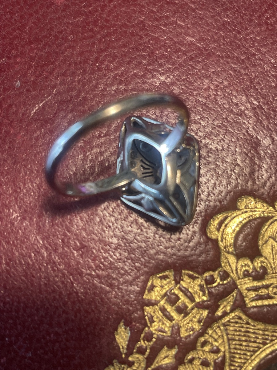 Bague  ancienne or blanc et diamants -photo-4