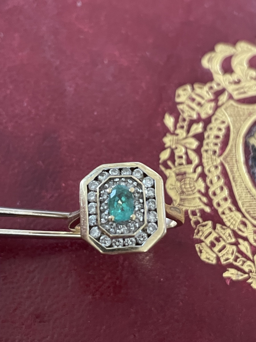 Bague or émeraude et brillants -photo-2
