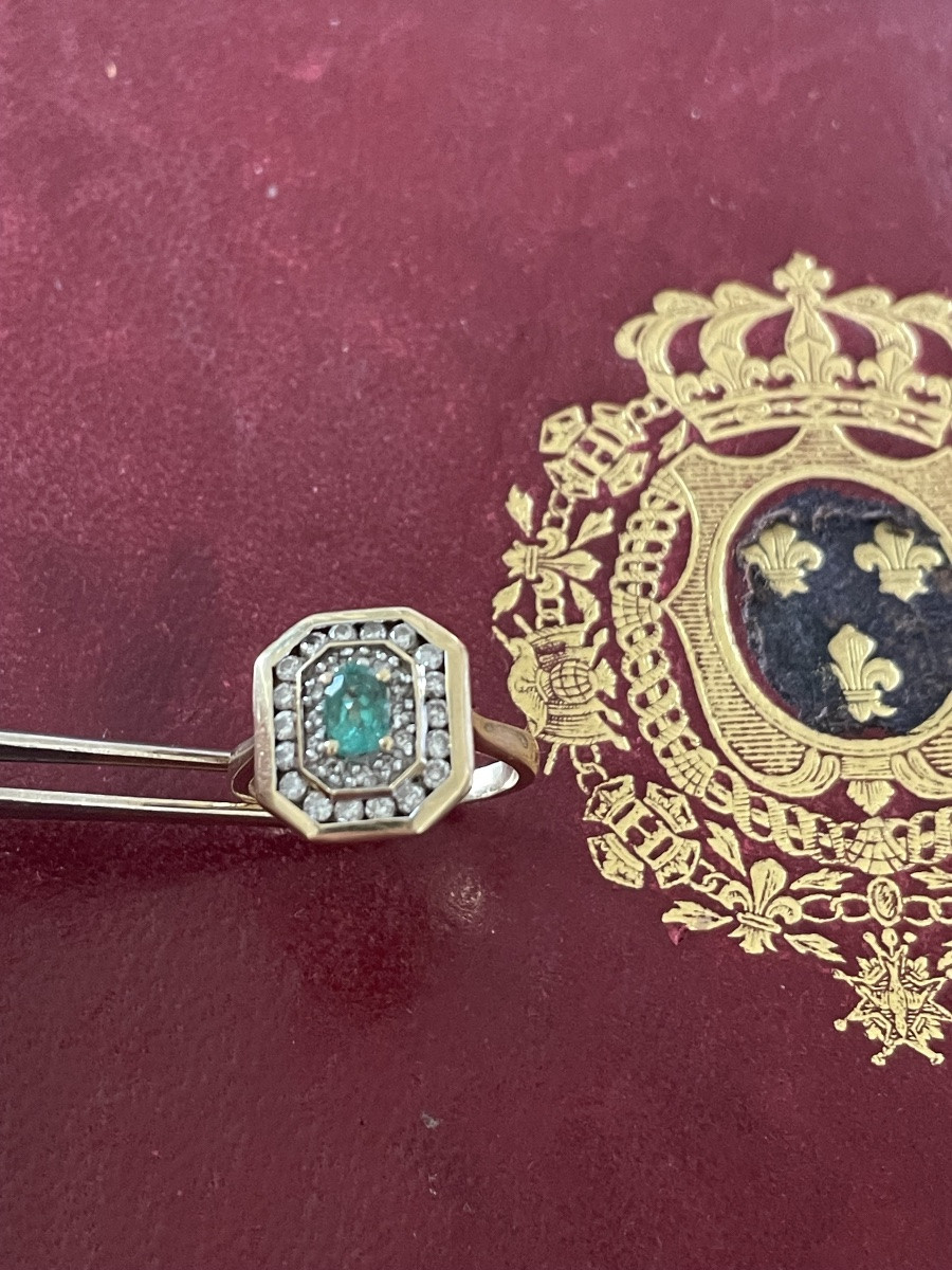 Bague or émeraude et brillants -photo-3