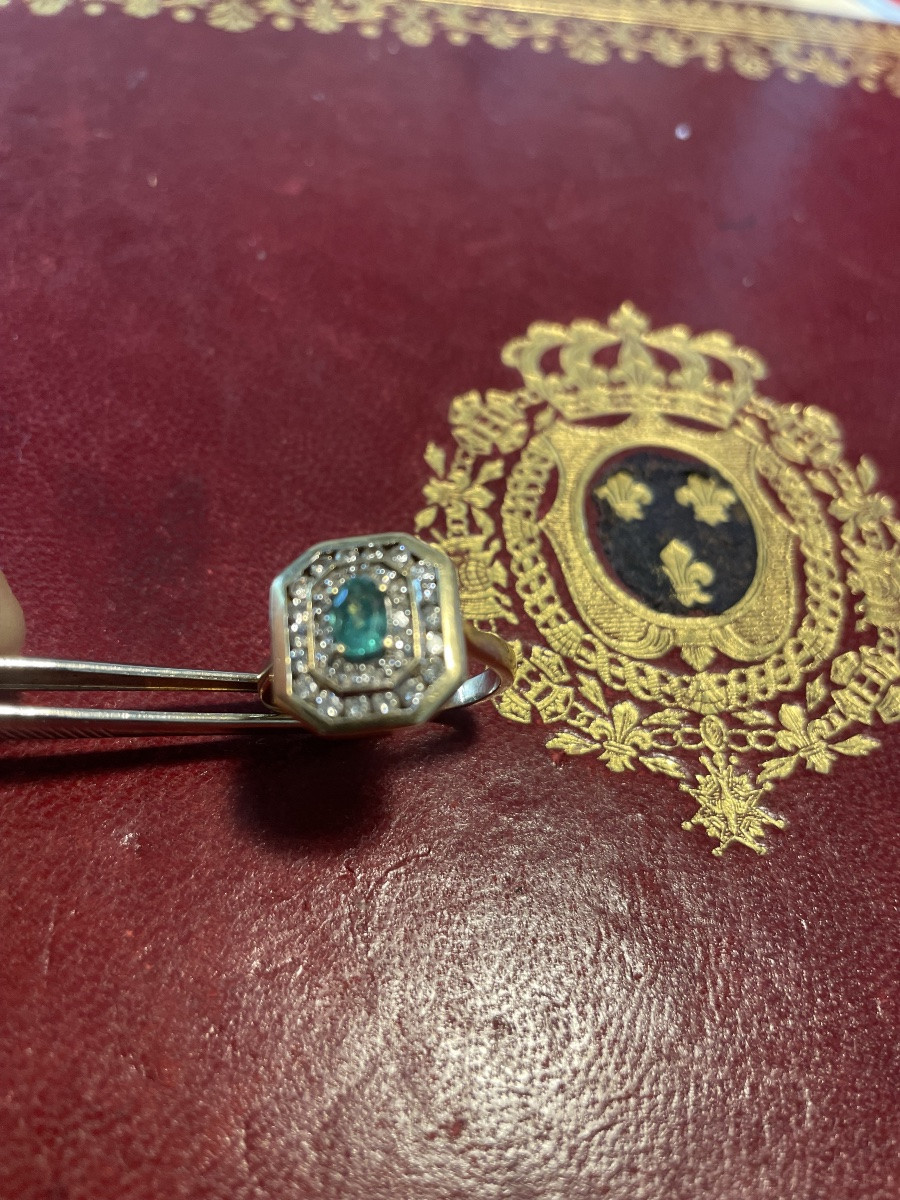 Bague or émeraude et brillants -photo-1