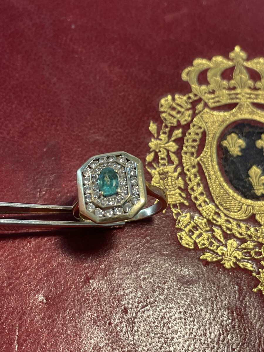 Bague or émeraude et brillants -photo-7