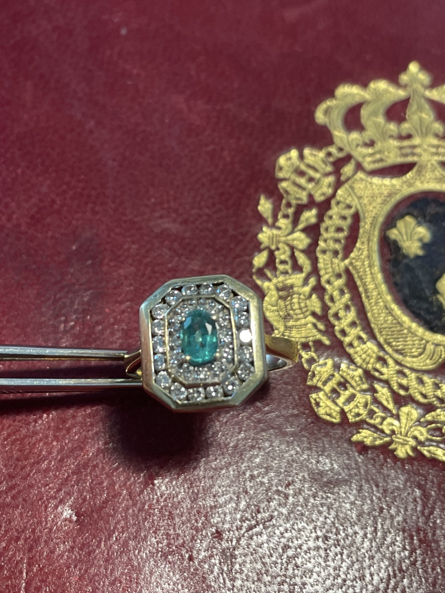 Bague or émeraude et brillants 