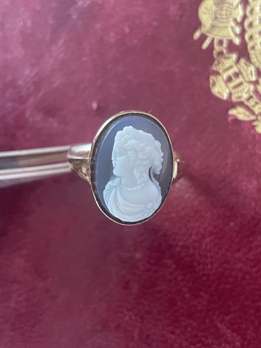 Gold And Agate Cameo Ring -photo-6