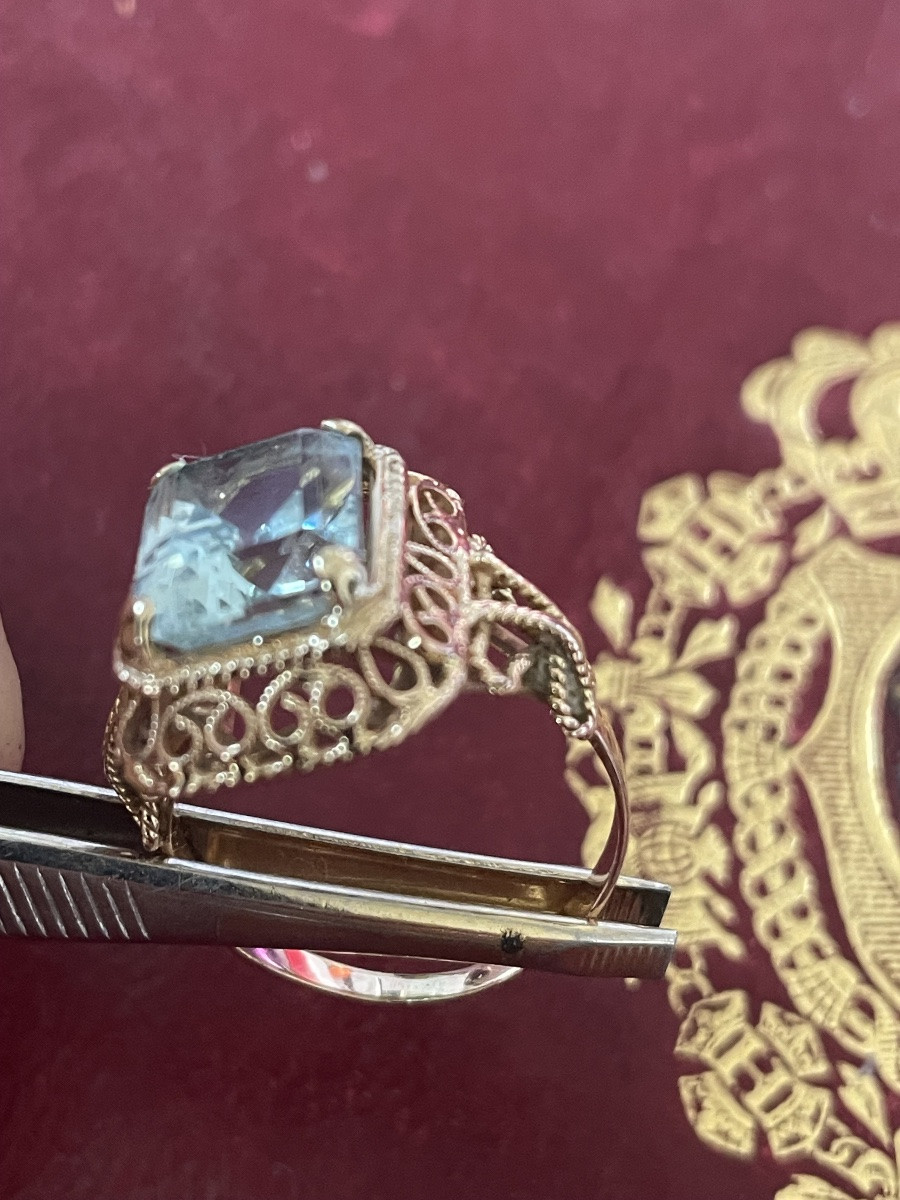 Bague or et Aigue marine -photo-1