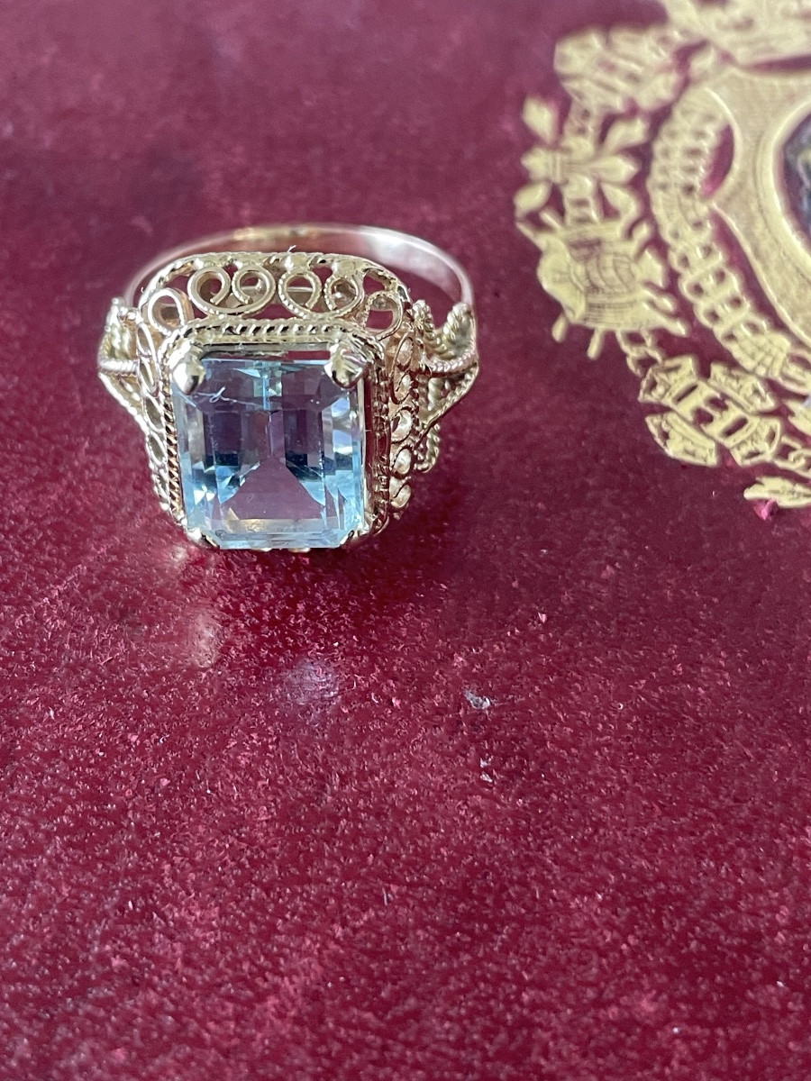 Bague or et Aigue marine -photo-6