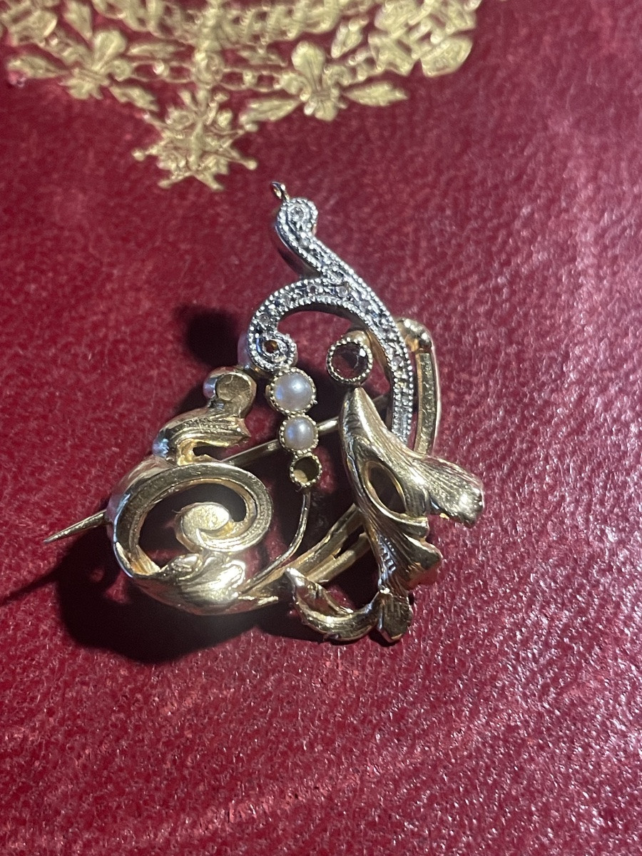 Broche or rubis , perle , diamant -photo-7