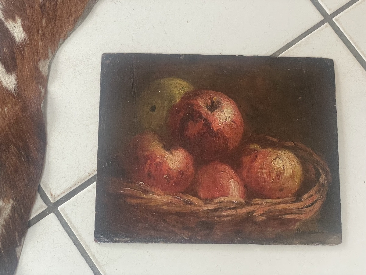 Corbeille rotin et pommes -photo-4