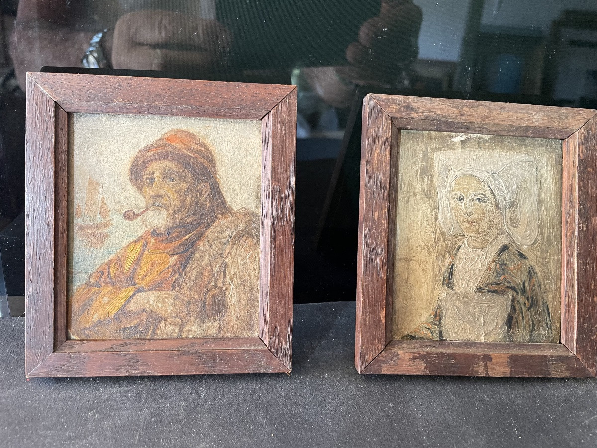 Pair Of Breton Paintings By J. Ramaugé -photo-2