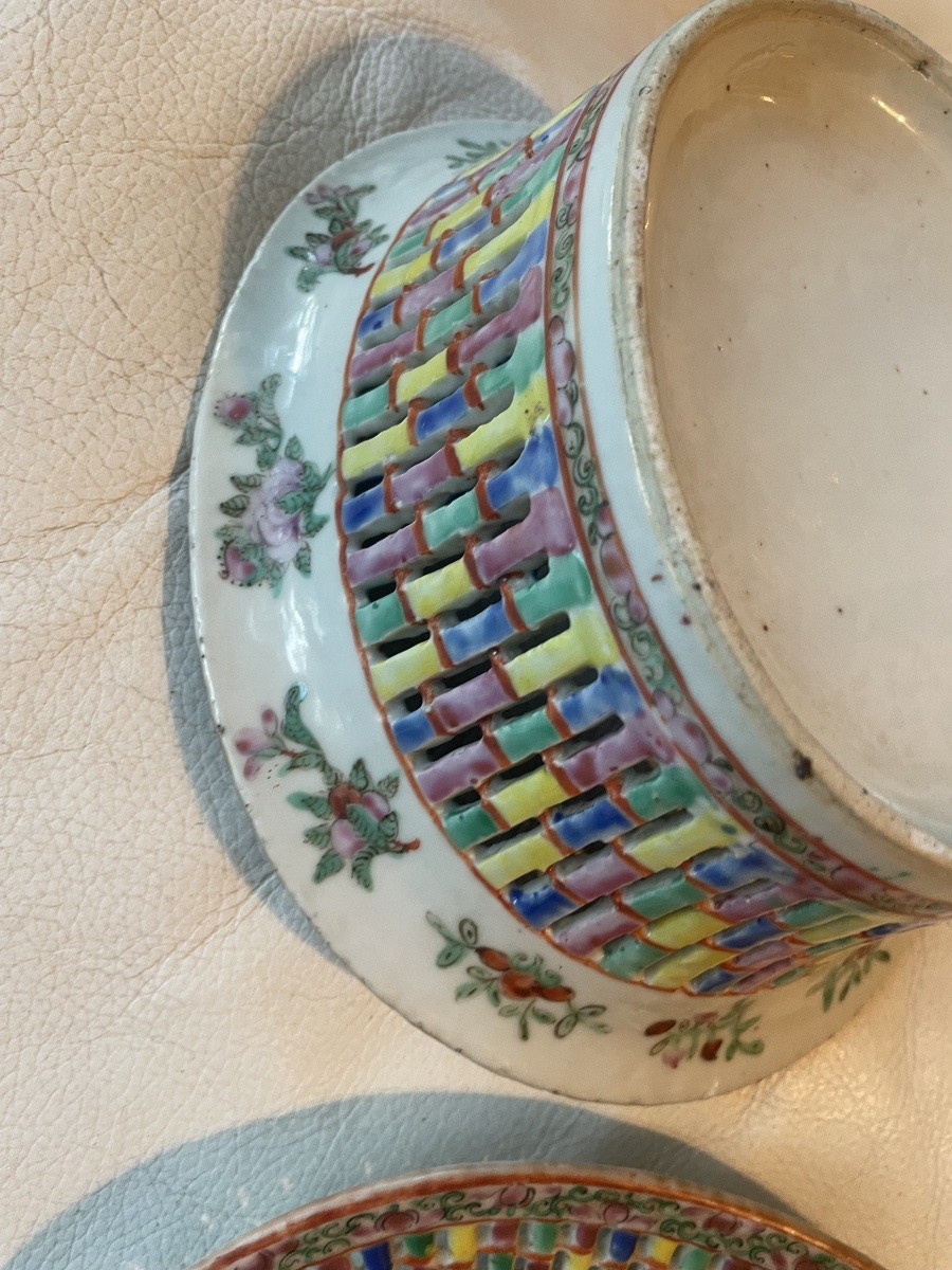 Cantonese Porcelain Basket And Dish -photo-4