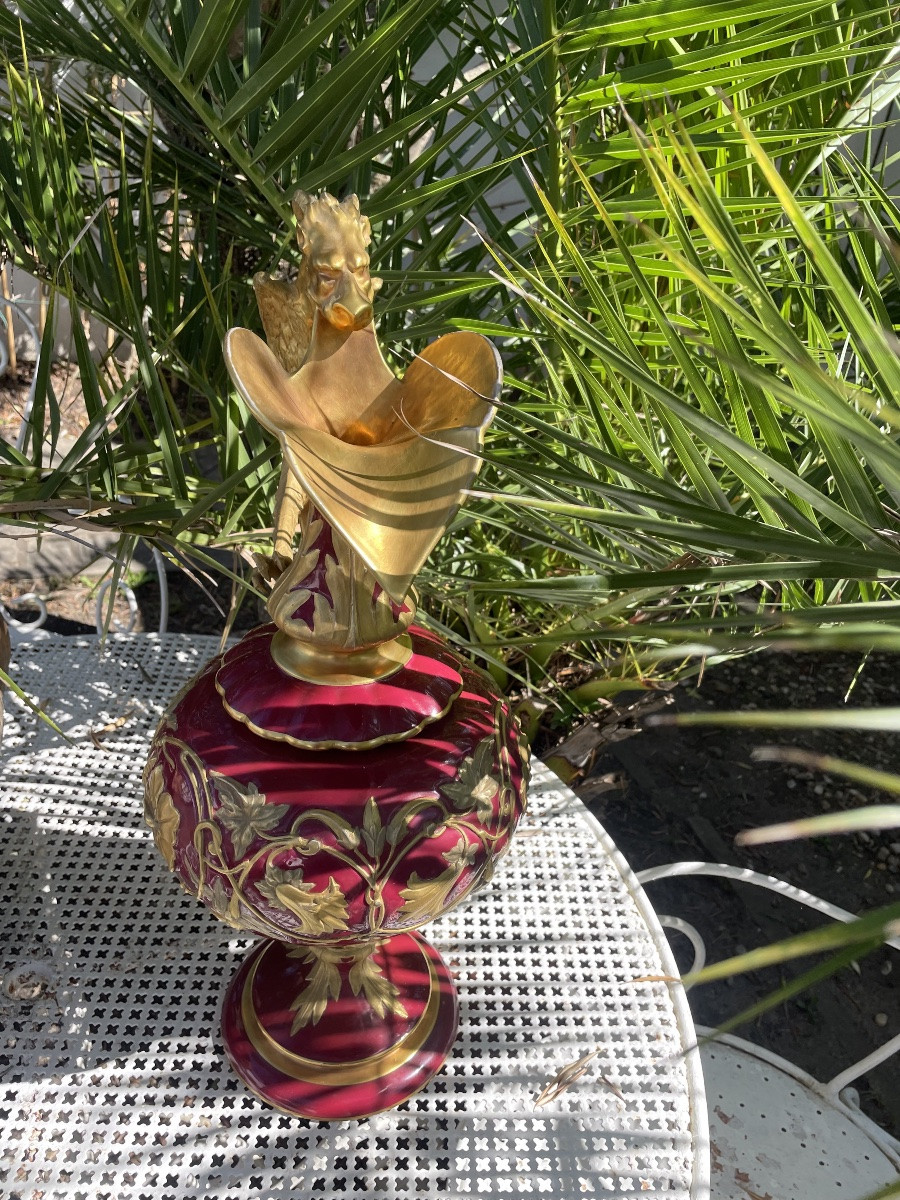 Vase en porcelaine émail et dorure -photo-2