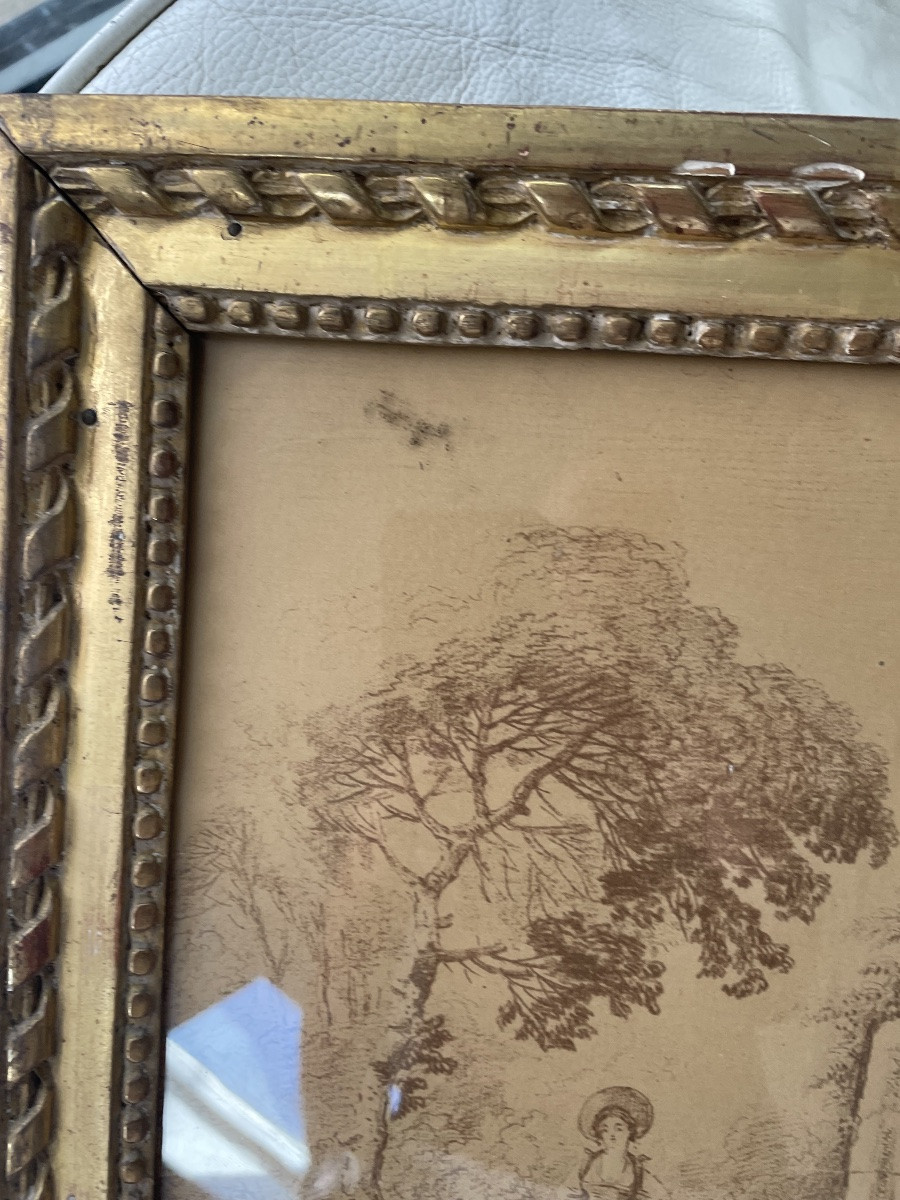 Cadre doré XVIII eme et gravure -photo-1