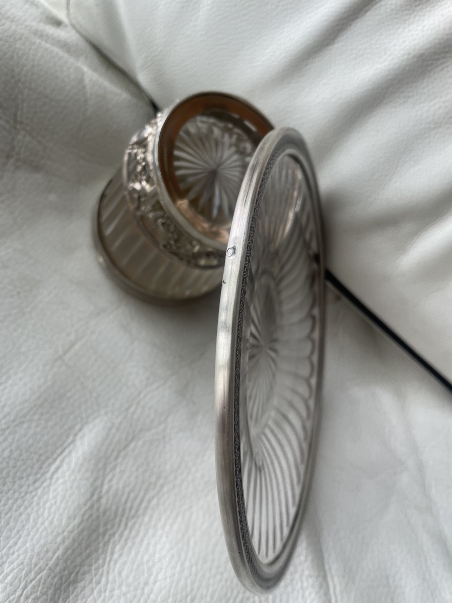 Sucrier et son sous plat argent et cristal -photo-4