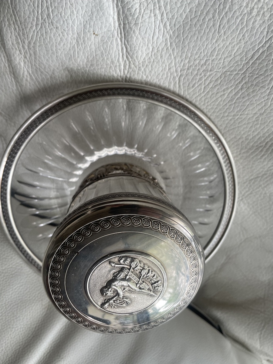 Sucrier et son sous plat argent et cristal -photo-1