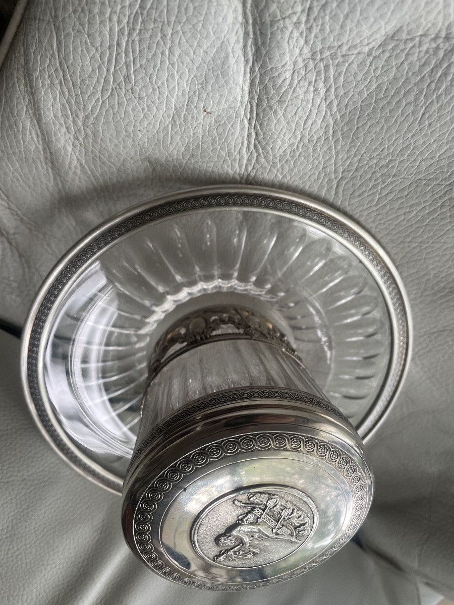 Sucrier et son sous plat argent et cristal -photo-3