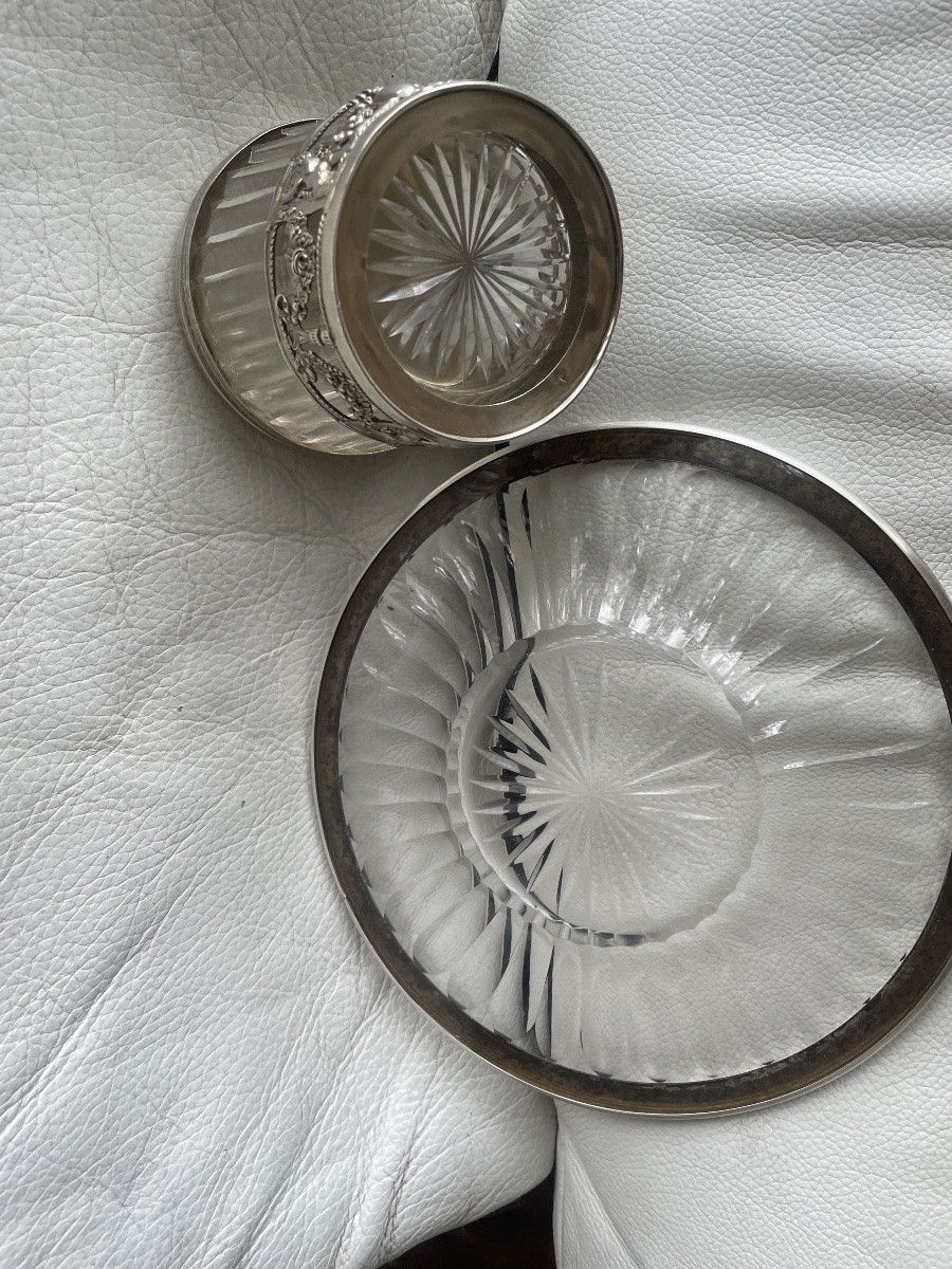 Sucrier et son sous plat argent et cristal -photo-4