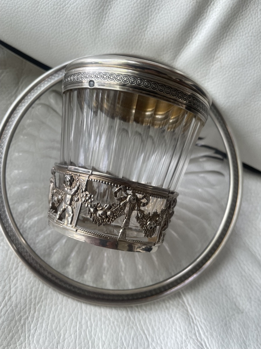 Sucrier et son sous plat argent et cristal -photo-5