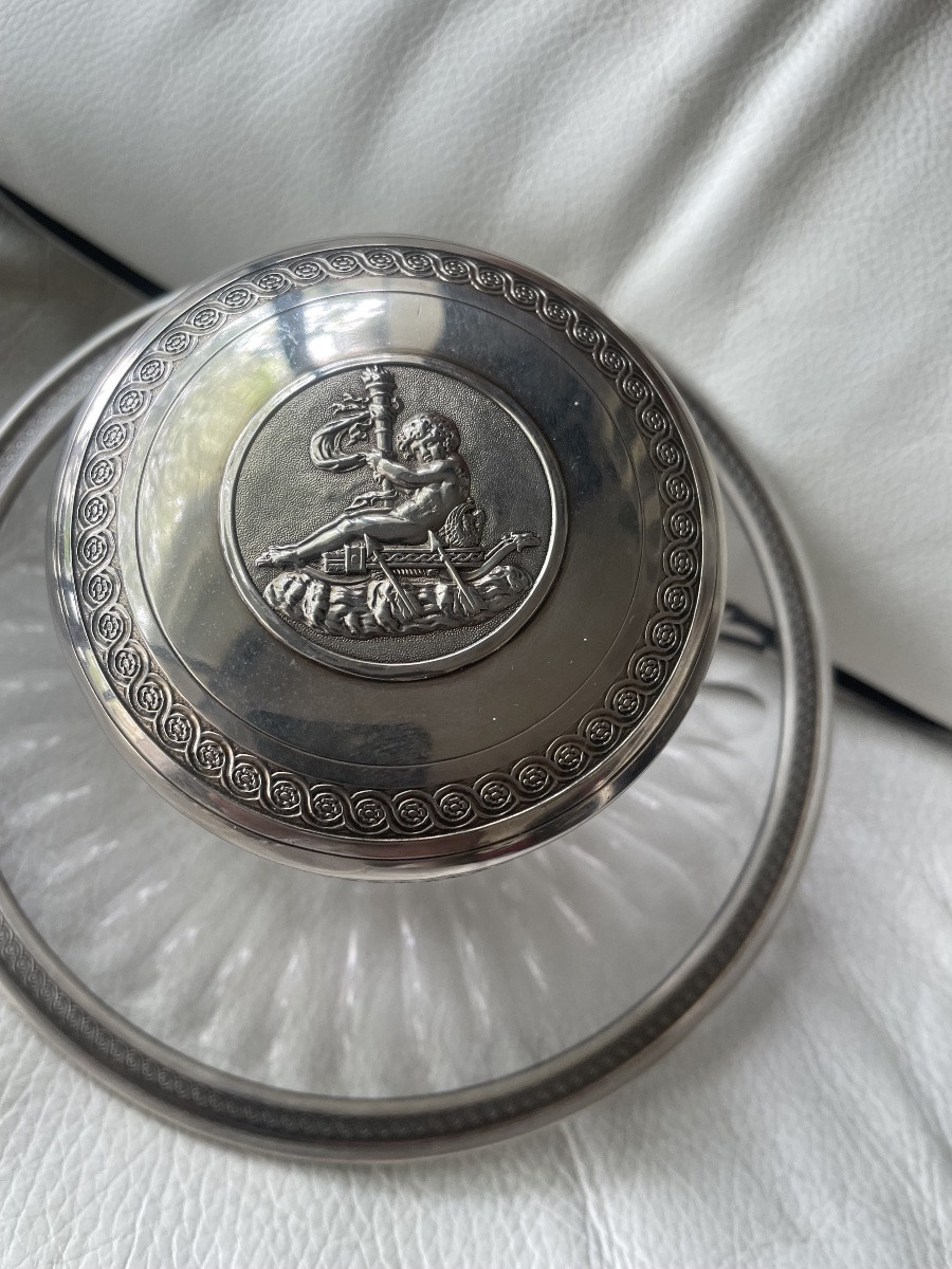 Sucrier et son sous plat argent et cristal -photo-6
