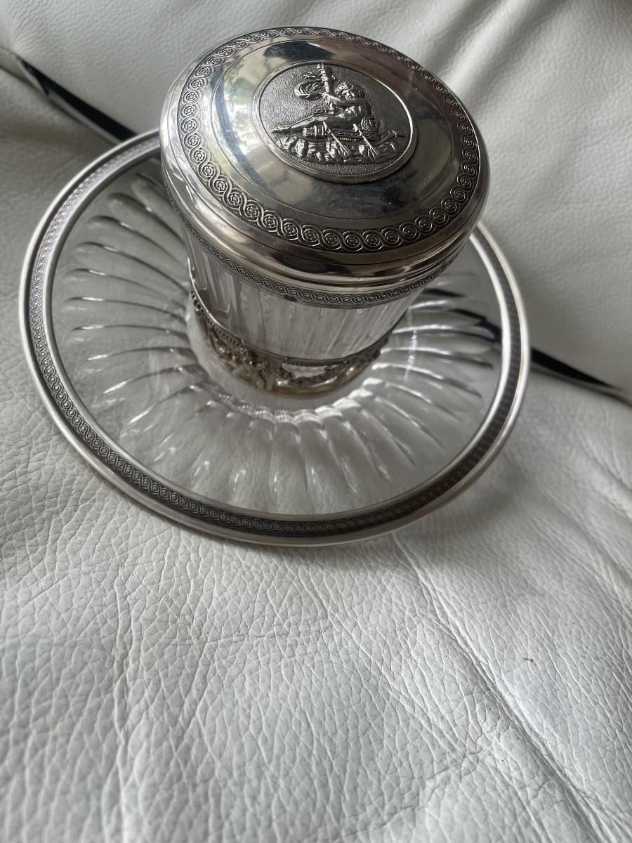 Sucrier et son sous plat argent et cristal -photo-8