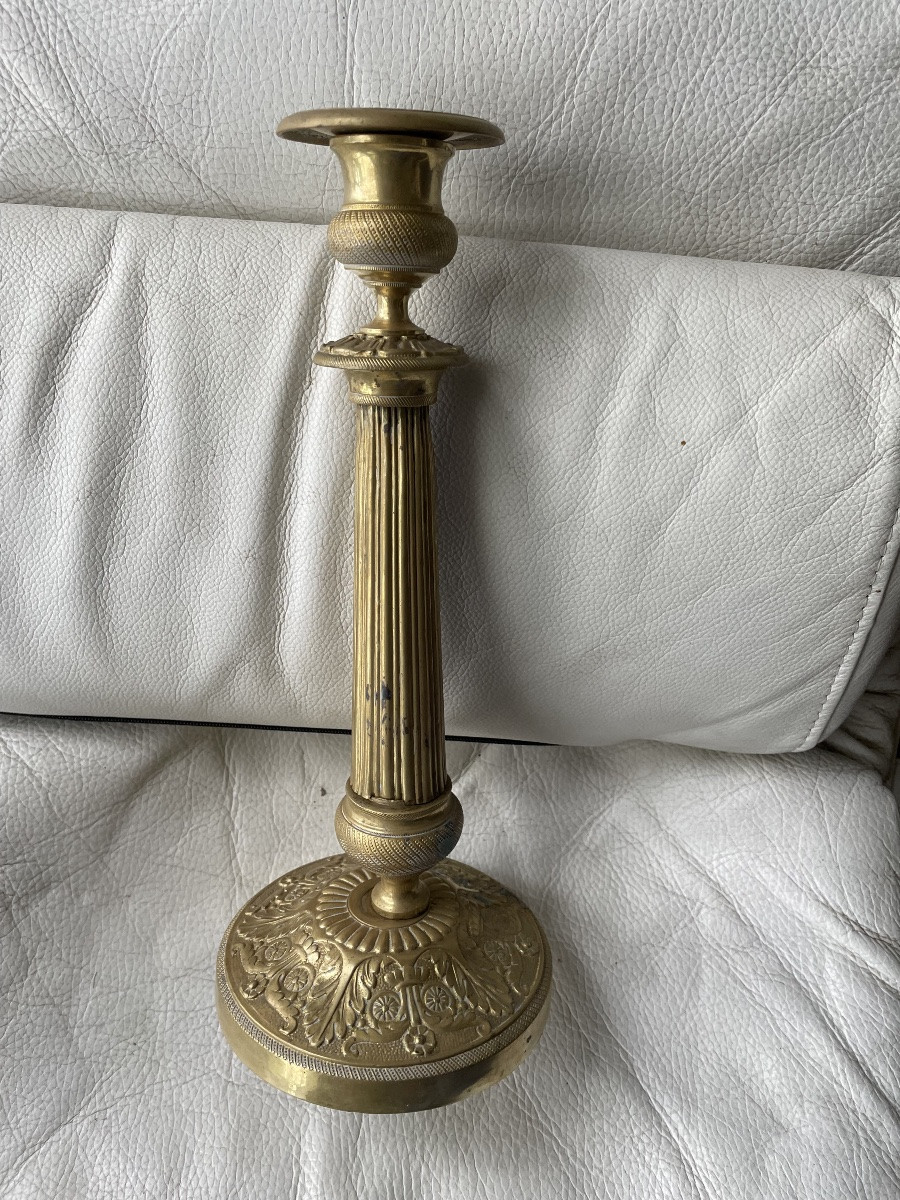 Bougeoir restauration bronze doré -photo-3