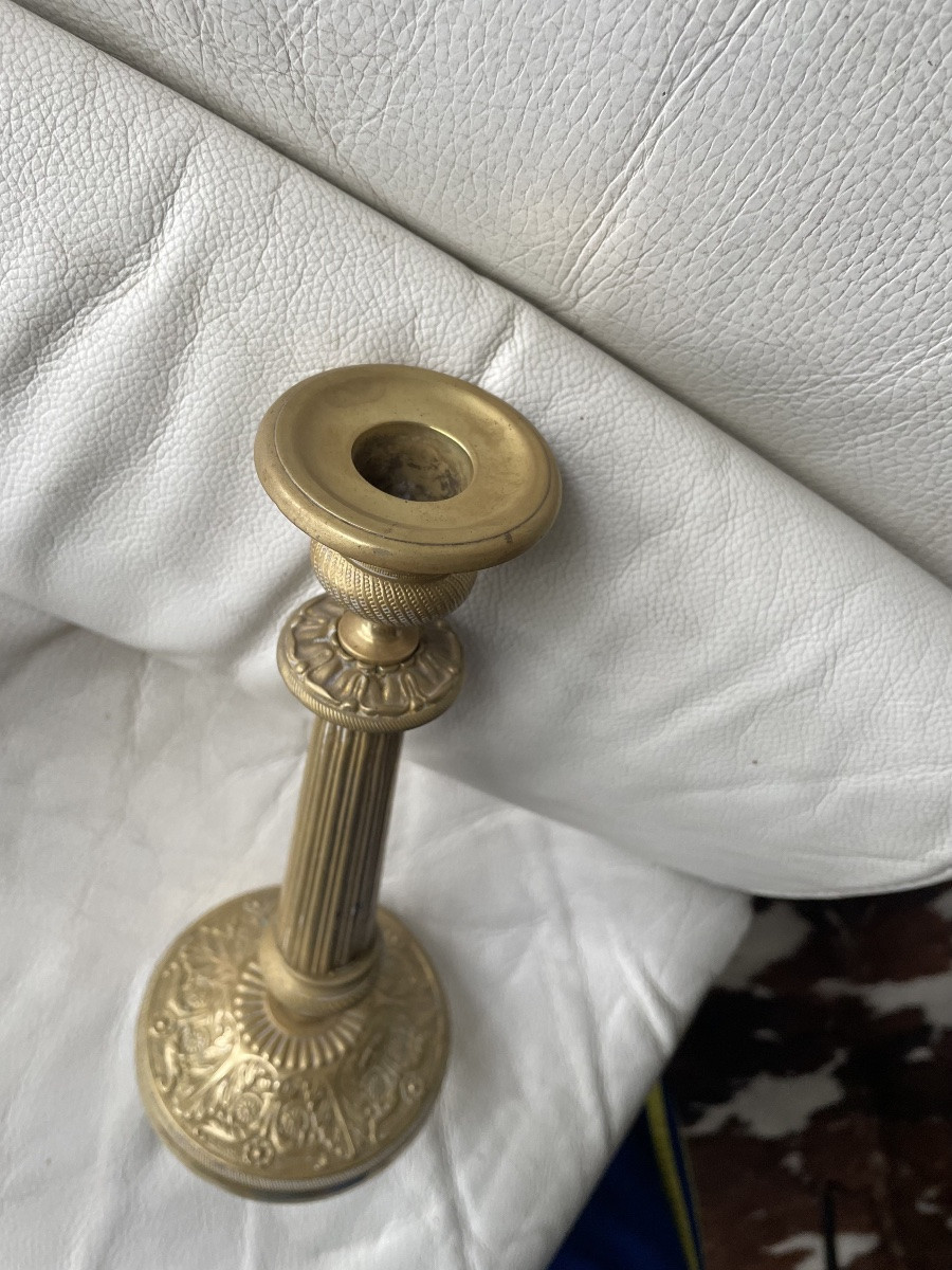 Bougeoir restauration bronze doré -photo-1