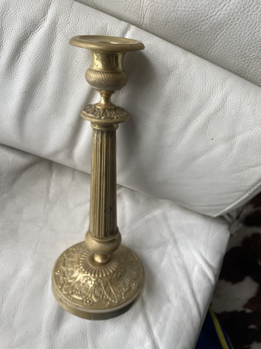 Bougeoir restauration bronze doré -photo-2