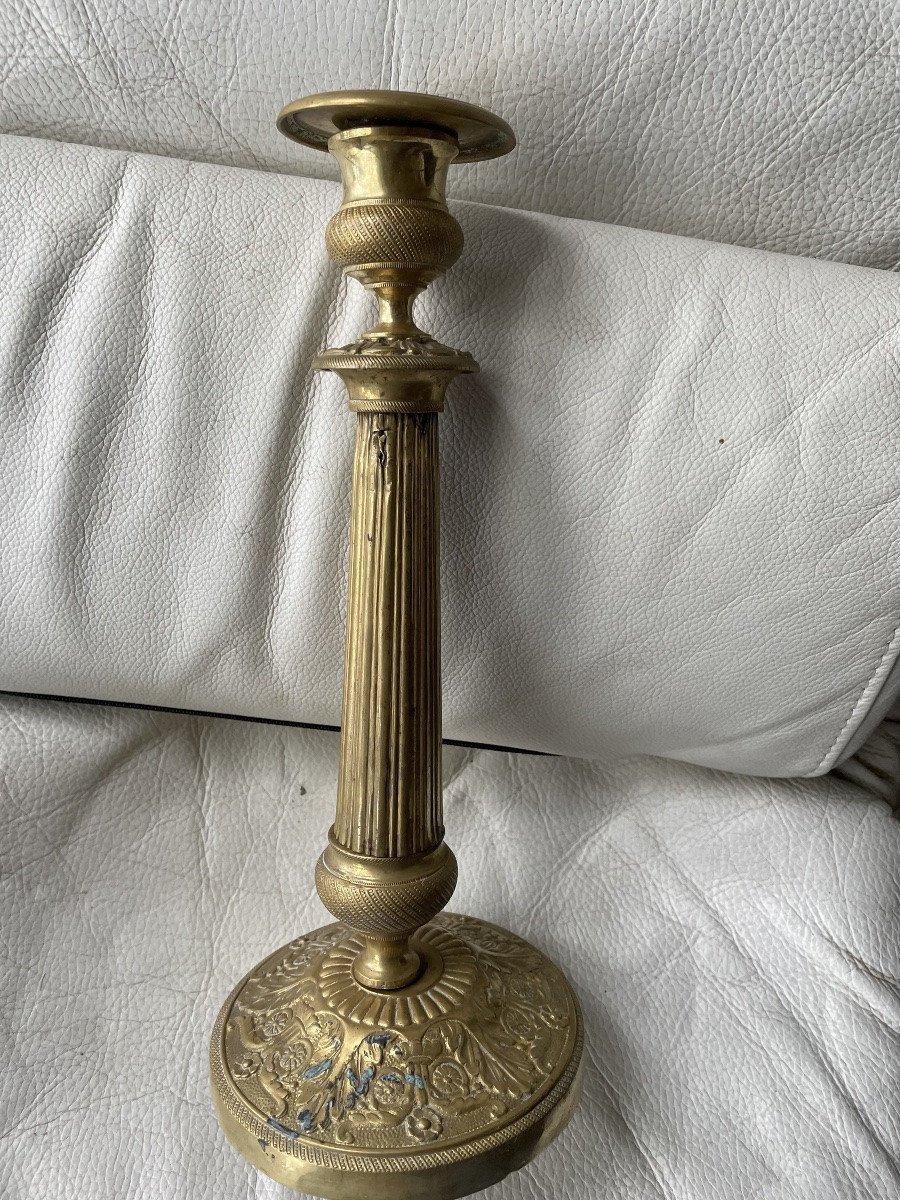 Bougeoir restauration bronze doré -photo-7