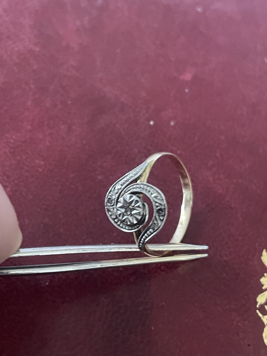 Spiral Ring In Gold And Black Diamond Roses -photo-2