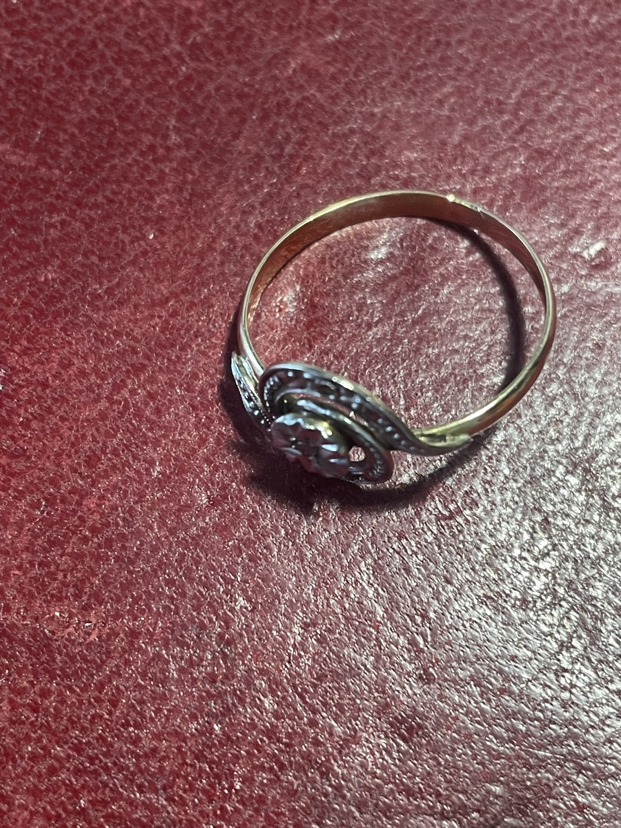 Spiral Ring In Gold And Black Diamond Roses -photo-2
