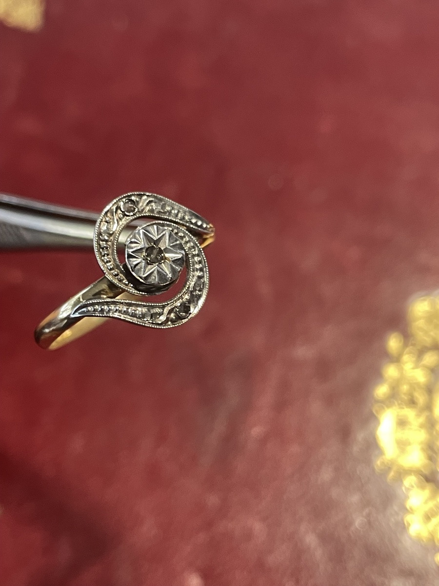 Spiral Ring In Gold And Black Diamond Roses -photo-8