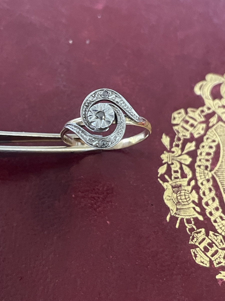 Spiral Ring In Gold And Black Diamond Roses 