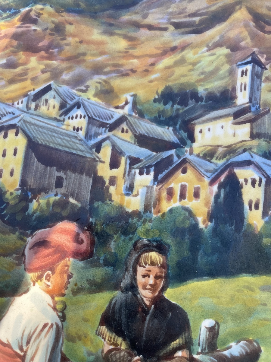 Plat faïence peinte d’Andorre 