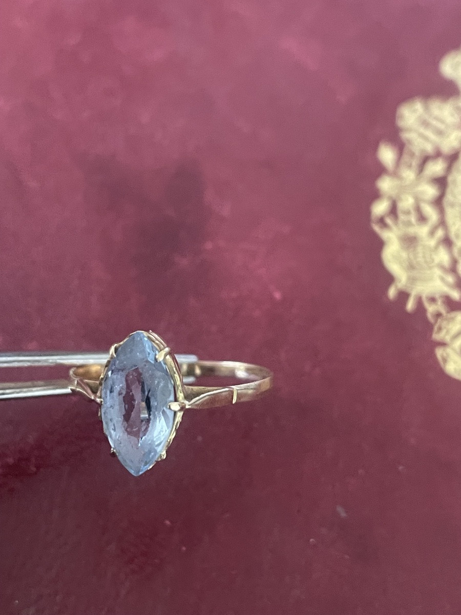 Gold And Aquamarine Shuttle Ring -photo-2
